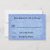 Navy Blue Damask RSVP Wedding Response Card Small (Achterkant)