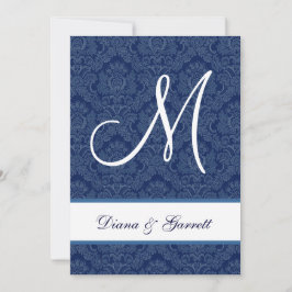 Navy Blue Damask Wedding A452D Kaart
