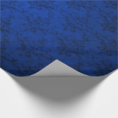 Navy blue  damaspatroon cadeaupapier (Hoek)