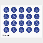 Navy blue dank je monogram bruiloft sticker (Vel)