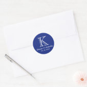 Navy blue dank je monogram bruiloft sticker (Envelop)