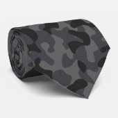 Navy Blue, Dark Grey en Charcoal Camouflage Stropdas (Opgerold)