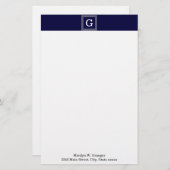 Navy Blue Dark Grey Griekse sleutel #1 geplateerd  Briefpapier (Voorkant / Achterkant)