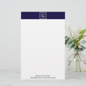 Navy Blue Dark Grey Griekse sleutel #1 geplateerd  Briefpapier (Staand voorkant)