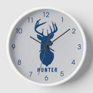 Navy Blue Deer Buck Gray Boys Hunter Wall