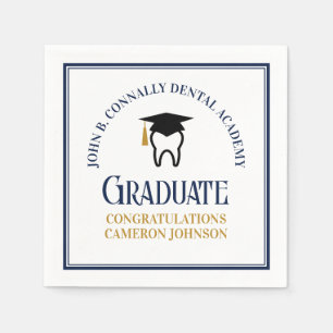 Navy Blue Dental School Custom Graduation Party Servet