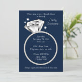 Navy Blue Diamond Rond Bridal Shower Kaart (Staand voorkant)