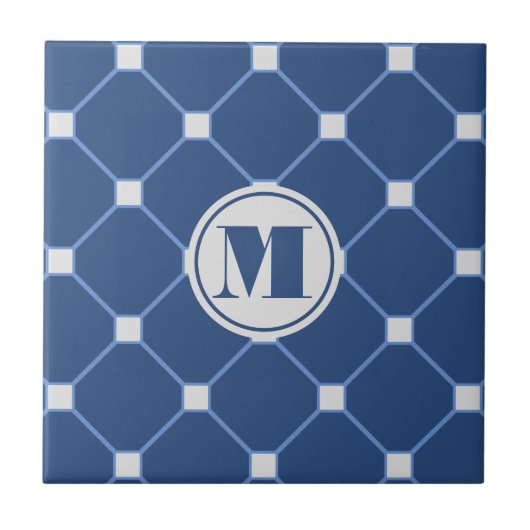 Navy Blue Diamond Tile Tegeltje (Voorkant)