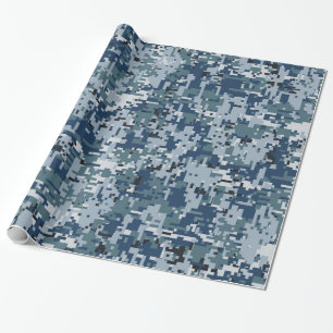 Navy Blue Digital Camouflage Decor Cadeaupapier