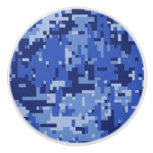 Navy Blue Digital Camouflage  Keramische Knop (Voorkant)