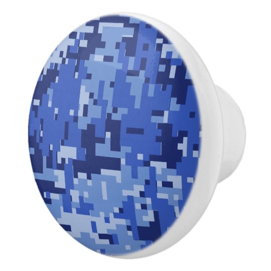 Navy Blue Digital Camouflage  Keramische Knop (Rechts)