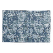 Navy Blue Digital Camouflage Kussensloop (Achterkant-Links)