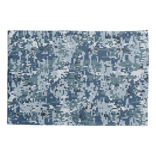 Navy Blue Digital Camouflage Kussensloop (Achterkant-Links)