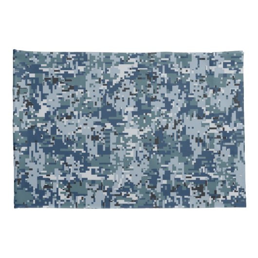 Navy Blue Digital Camouflage Kussensloop (Achterkant-Rechts)