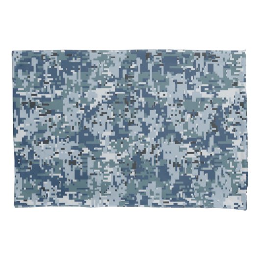Navy Blue Digital Camouflage Kussensloop (Voorkant-Links)