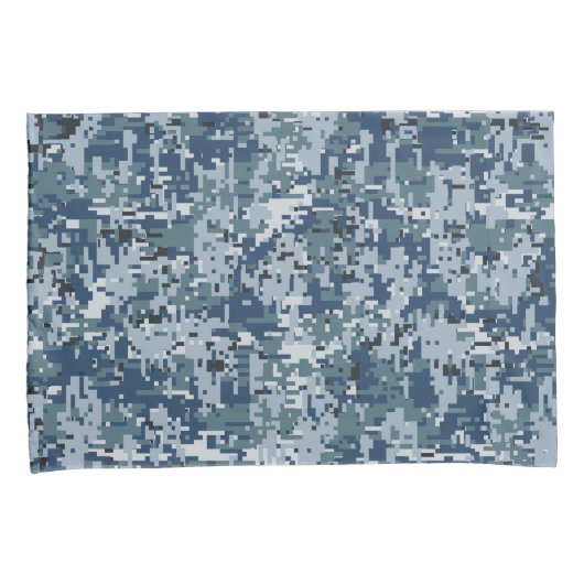 Navy Blue Digital Camouflage Kussensloop (Voorkant-Rechts)