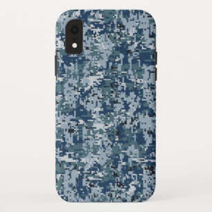 Navy Blue Digital Camouflage-ontwerp iPhone XR Hoesje