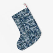 Navy Blue Digital Camouflage-ontwerp Kleine Kerstsok (Achterkant (Hangend))