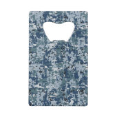 Navy Blue Digital Camouflage-ontwerp Kredietkaart Flessenopener (Achterkant)