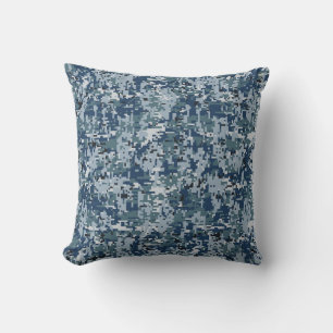 Navy Blue Digital Camouflage-ontwerp Kussen