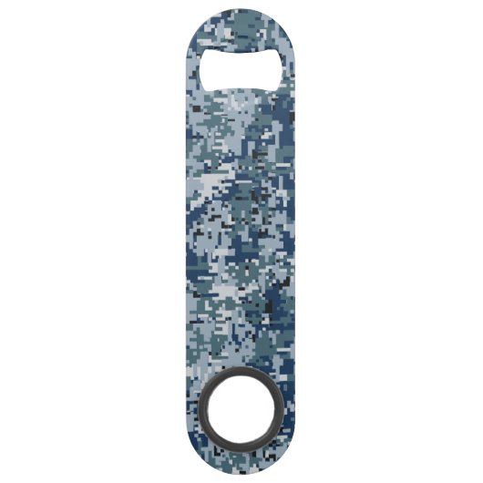 Navy Blue Digital Camouflage-ontwerp Speed Flessenopener (Voorkant)