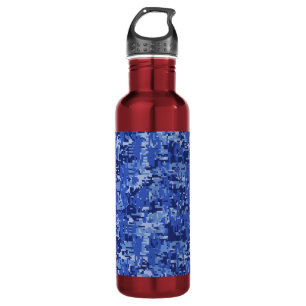 Navy Blue Digital Camouflage Textuur Waterfles