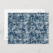 Navy Blue Digital Pixels Camouflage Decor Briefkaart (Voorkant / Achterkant)