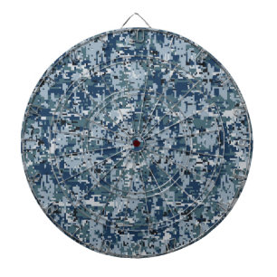 Navy Blue Digital Pixels Camouflage Decor Dartbord