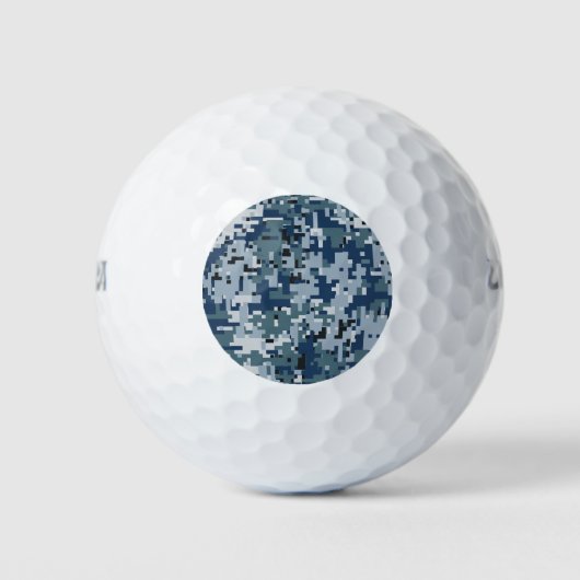 Navy Blue Digital Pixels Camouflage Decor Golfballen (Voorkant)