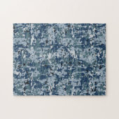 Navy Blue Digital Pixels Camouflage Decor Legpuzzel (Horizontaal)