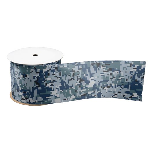 Navy Blue Digital Pixels Camouflage Decor Lint (Spoel)