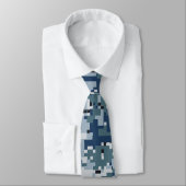 Navy Blue Digital Pixels Camouflage Decor Stropdas (Gebonden)