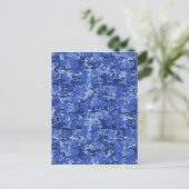 Navy Blue Digital Pixels Camouflage Texture Decor Briefkaart (Staand voorkant)