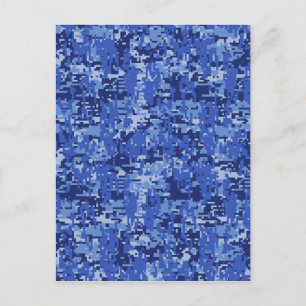 Navy Blue Digital Pixels Camouflage Texture Decor Briefkaart