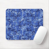 Navy Blue Digital Pixels Camouflage Texture Decor Muismat (Met muis)