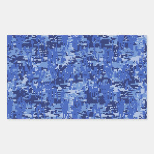 Navy Blue Digital Pixels Camouflage Texture Decor Rechthoekige Sticker