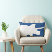 Navy Blue Dinosaur Pillow Gray Chevron Stripes Kussen (Stoel)