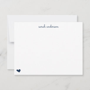 Navy Blue Doodle Heart - gepersonaliseerde schrijf Notitiekaartje