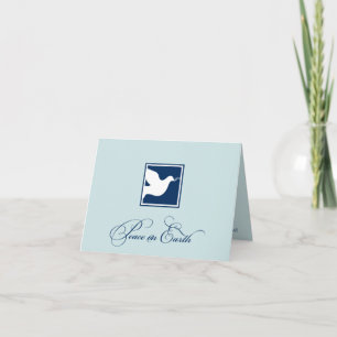 Navy blue dove peace on earth custom business logo feestdagen kaart