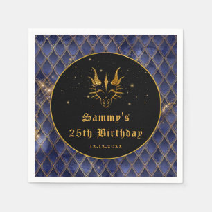 Navy Blue Dragon Schalen Gouden Faux Glitter Verja Servet