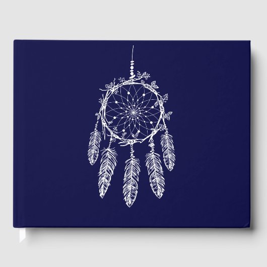 Navy Blue Dream Catcher Indiaanse bruiloft Gastenboek (Voorkant)