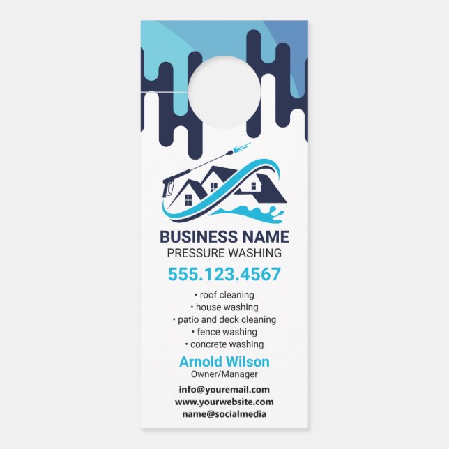 Navy Blue Drip Power Wash House Reiniging (Voorkant)