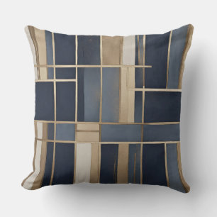 Navy Blue Dusty Blue Tan Plaid Kussen