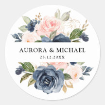 Navy Blue Dusty Blush Pink Floral Wedding