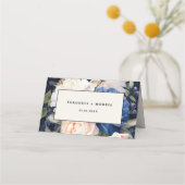 Navy Blue & Dusty Blush Roze Bloemen Huwelijk (Achterkant)