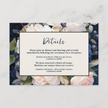 Navy Blue & Dusty Blush Roze Bloemen Huwelijk
