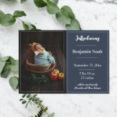 Navy Blue Eenvoudige Fotogeboorte Aankondiging