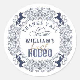 Navy Blue Eerste Rodeo Verjaardagsgunst Sticker –