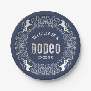 Navy Blue Eerste Rodeo Verjaardagspapier Borden – Papieren Bordje