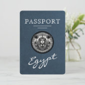Navy Blue Egypt Passport Wedding Save the Date (Debout devant)